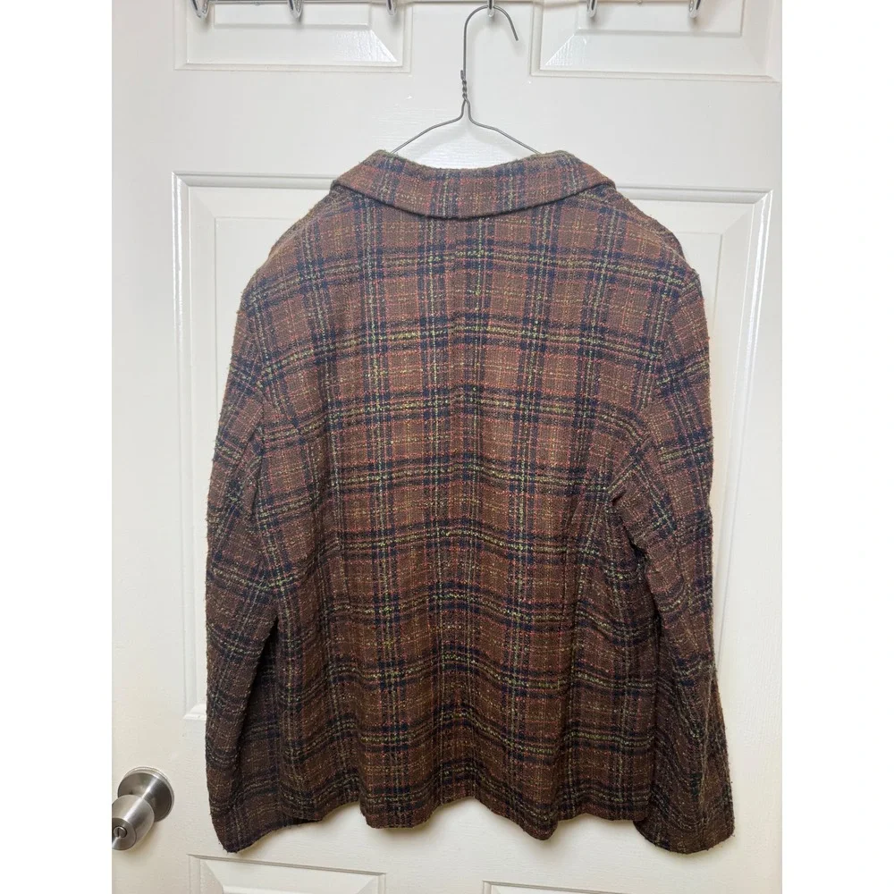 Maren Vintage Brown Multi Color Plaid Button Front Lined Blazer Jacket Size 12